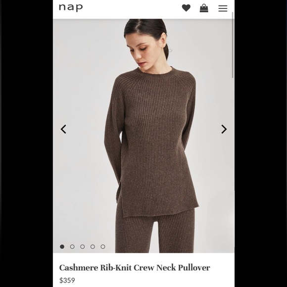 Nap Loungewear 100% Cashmere Rib-Knit Crew Neck Pullover Sweater, Retail $359 - Picture 2 of 16